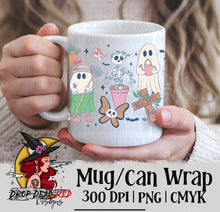 Load image into Gallery viewer, Gardening Ghosties Pink 16oz Mug Glass Can - Digital File