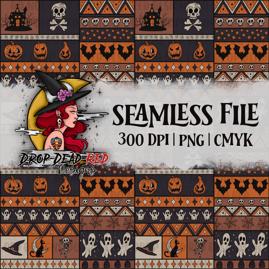 Ugly Halloween Patchwork - Seamless Digital File