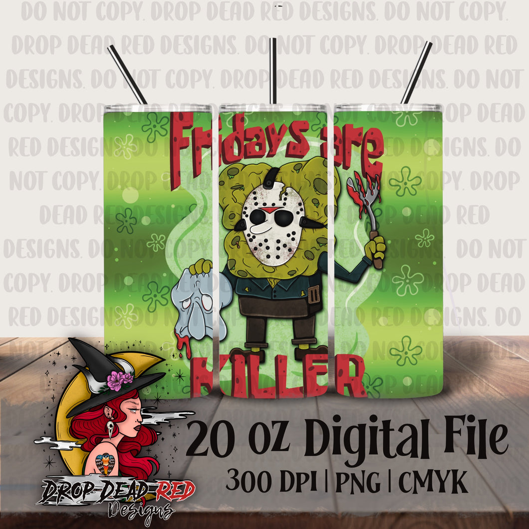 Friday Sponge Horror Sponge 20oz Tumbler Wrap - Digital File