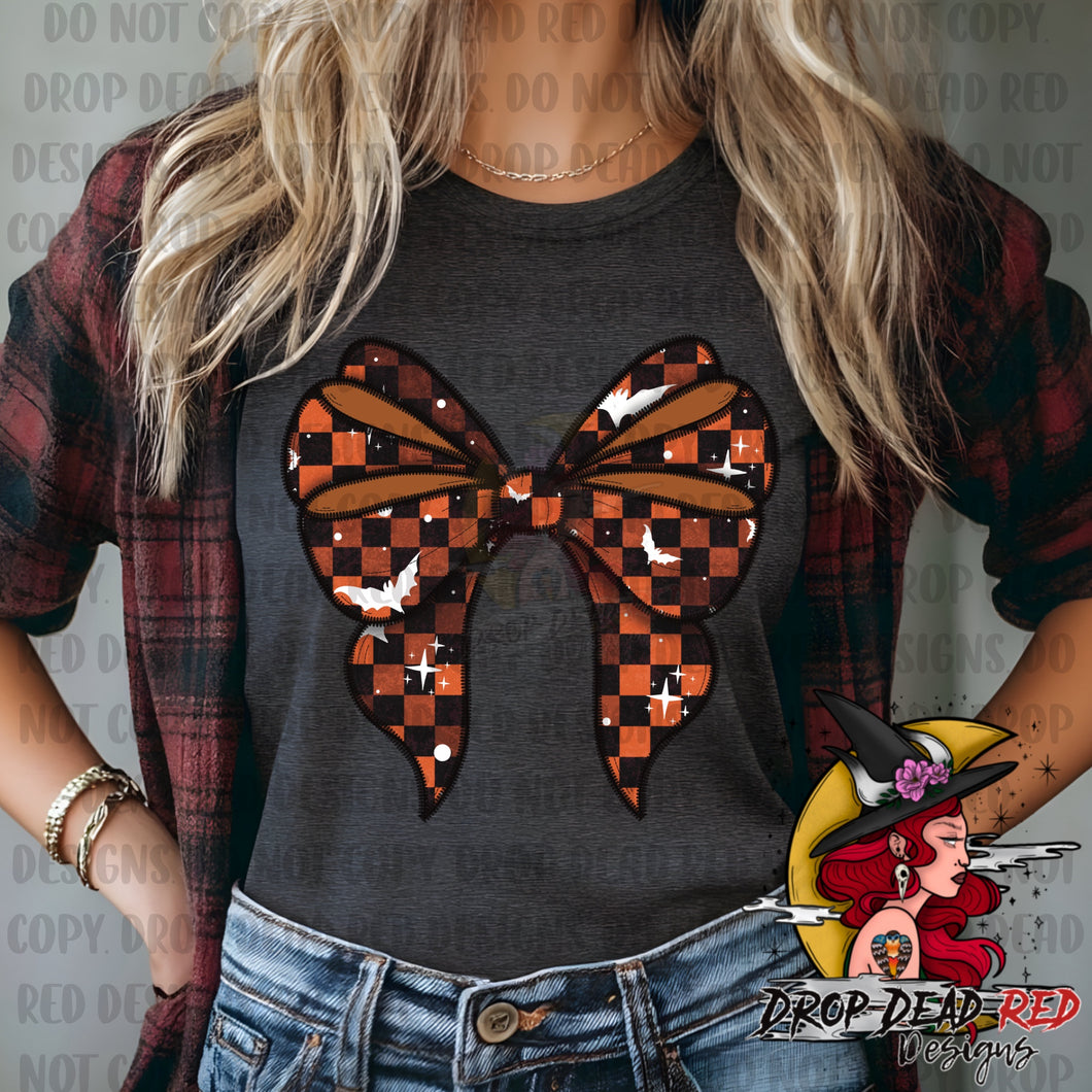 Bow - Orange Plaid Bats - Digital File