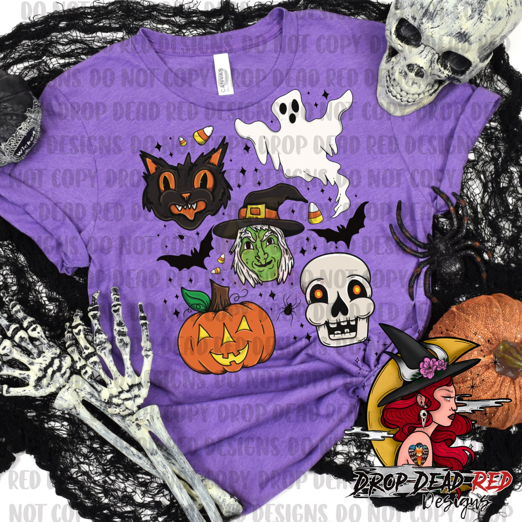 Vintage Halloween Spooky Friends 3 - Digital File