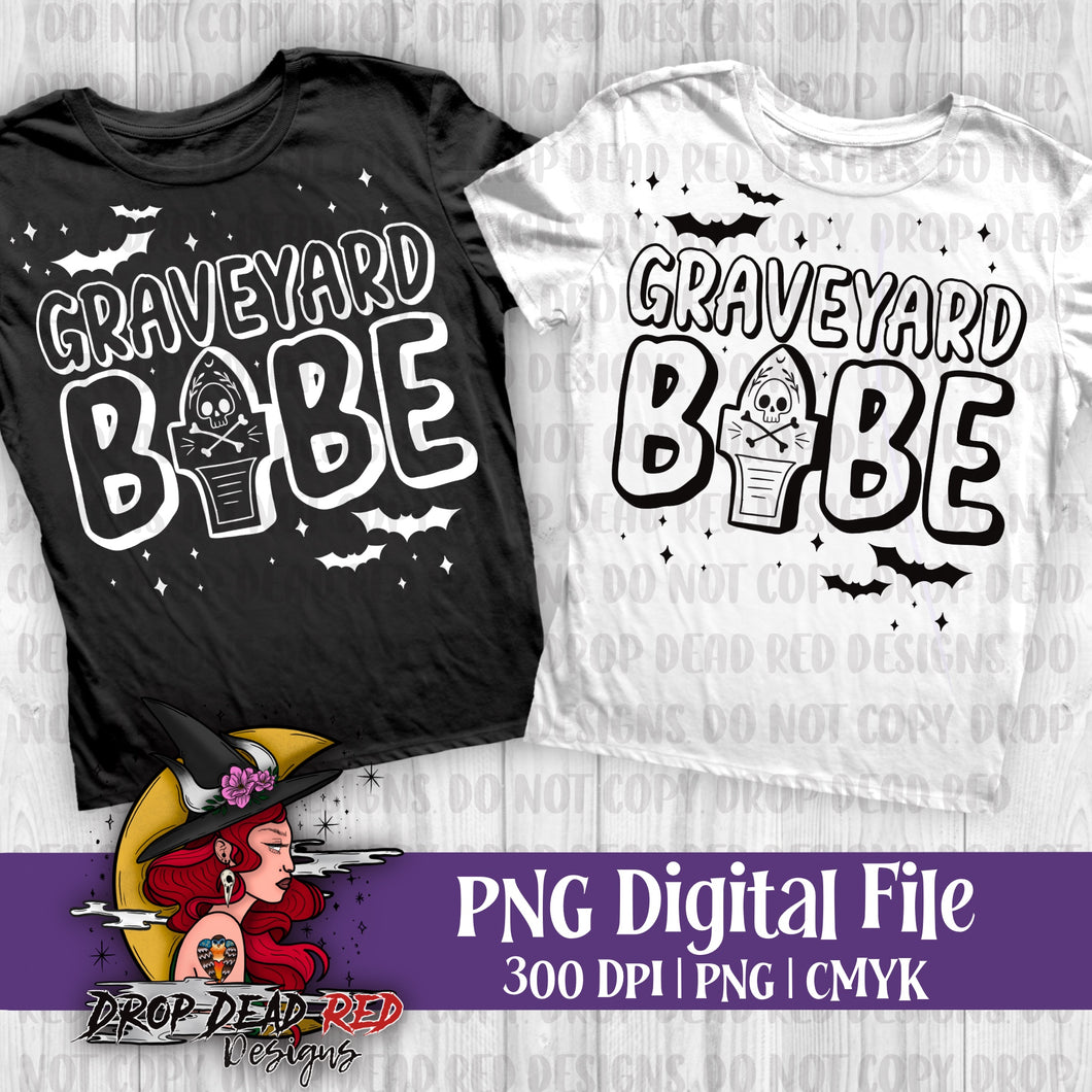 Graveyard Babe WHITE Text - Digital File