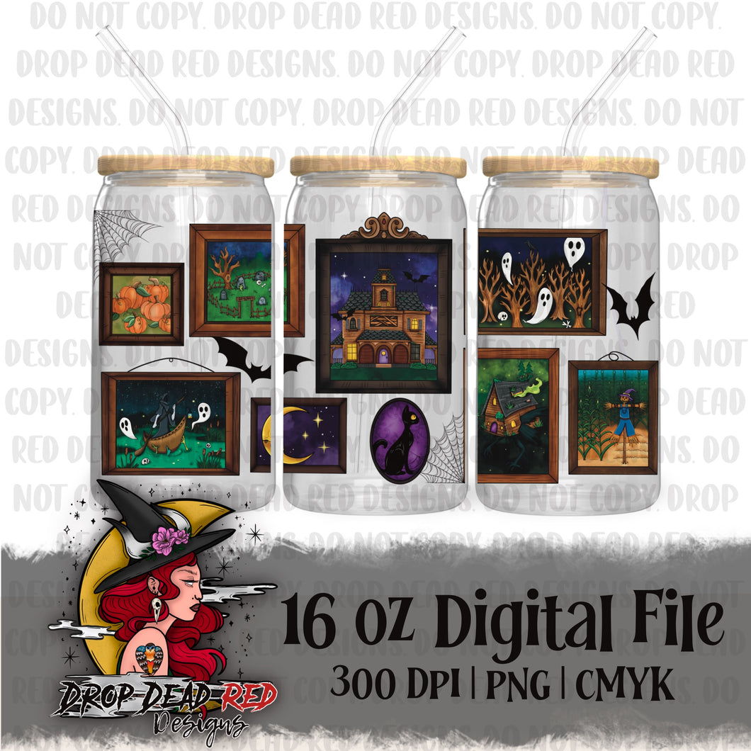 Haunted Gallery 16oz Glass Can Wrap - Digital File