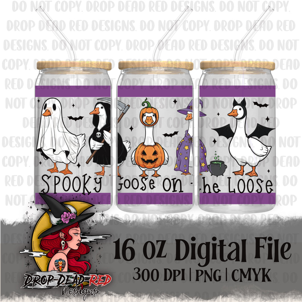 Spooky Goose 16oz Glass Can Wrap - Digital File