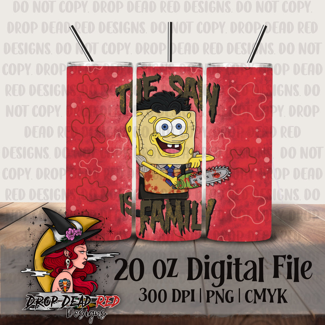 Chainsaw Sponge Horror Sponge 20oz Tumbler Wrap - Digital File