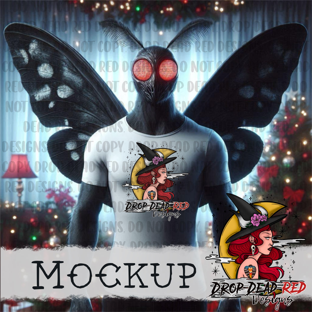 Mothman Christmas White - Mockup Digital File