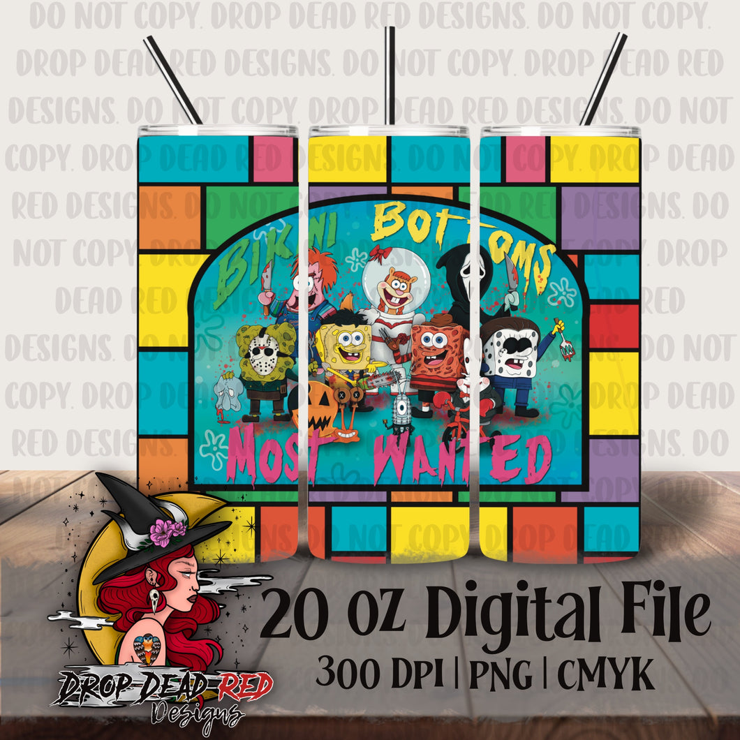 Horror Sponge & Friends Neon 20oz Tumbler Wrap - Digital File