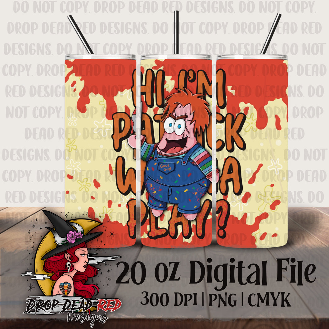 Want to Play Horror Sponge 20oz Tumbler Wrap - Digital File