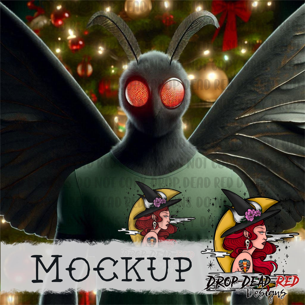 Mothman Christmas Green - Mockup Digital File