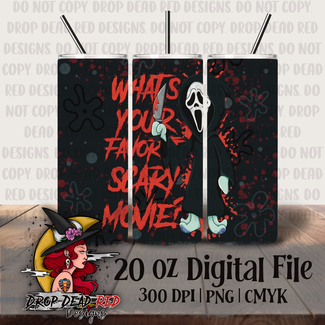 Favorie Scary Movie Horror Sponge 20oz Tumbler Wrap - Digital File