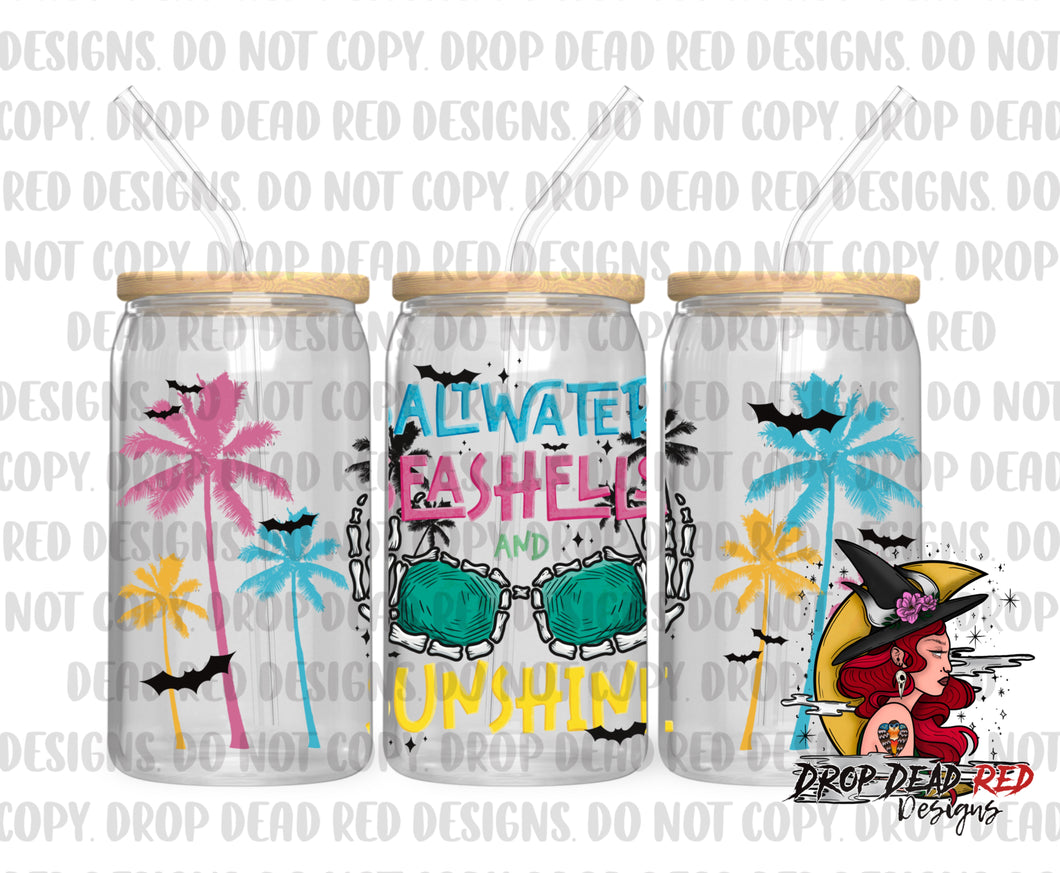 Saltwater Seashells and Sunshine - Glass Can Wrap Digital File