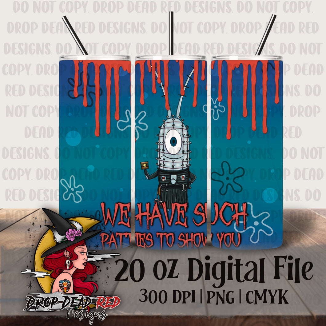 Such patties to show you Horror Sponge 20oz Tumbler Wrap - Digital File