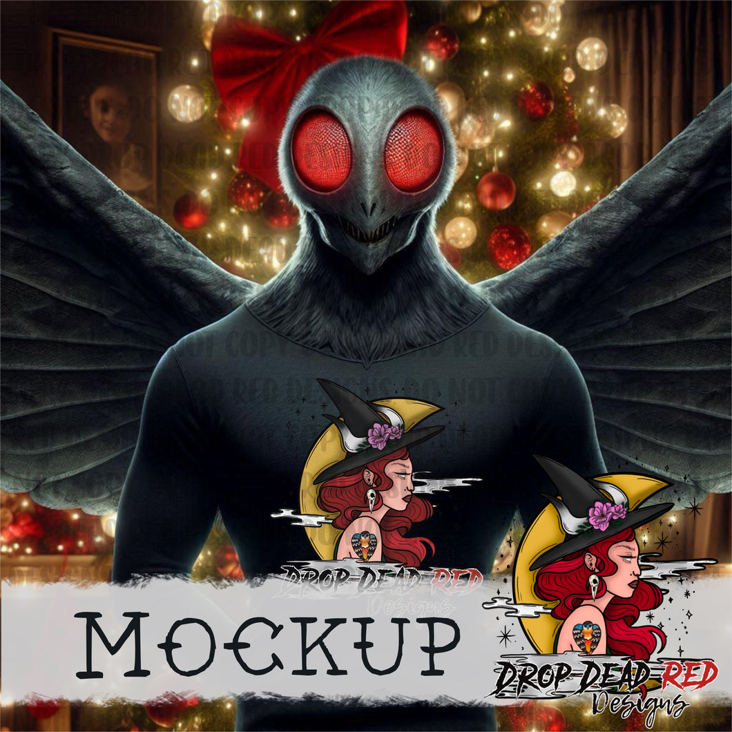 Mothman Christmas Black - Mockup Digital File