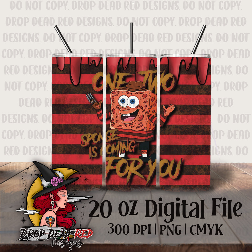 Nightmare Sponge Horror Sponge 20oz Tumbler Wrap - Digital File