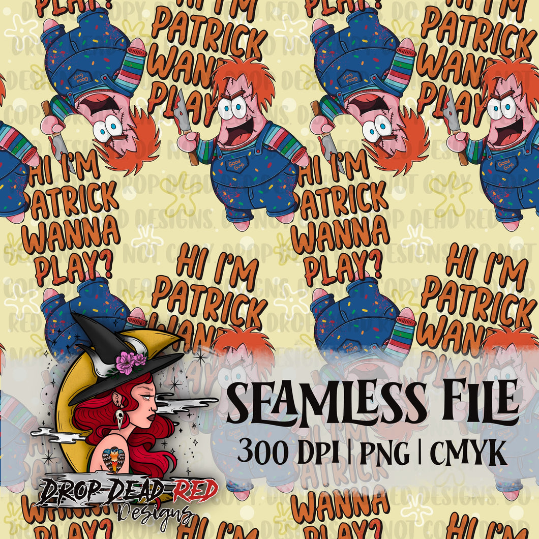 Want to Play Horror Sponge Seamless - Digital File