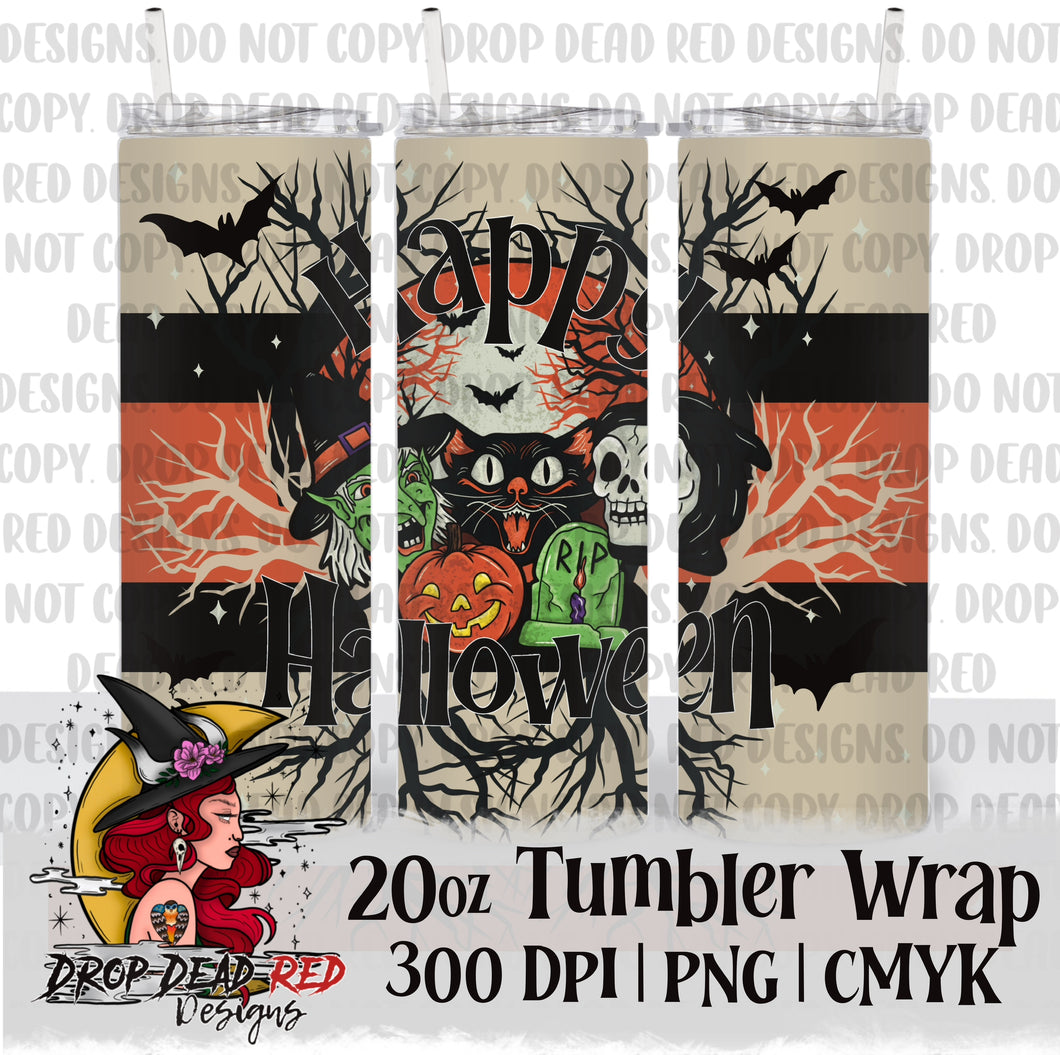 Vintage Halloween Happy Halloween Light - Tumbler Digital File