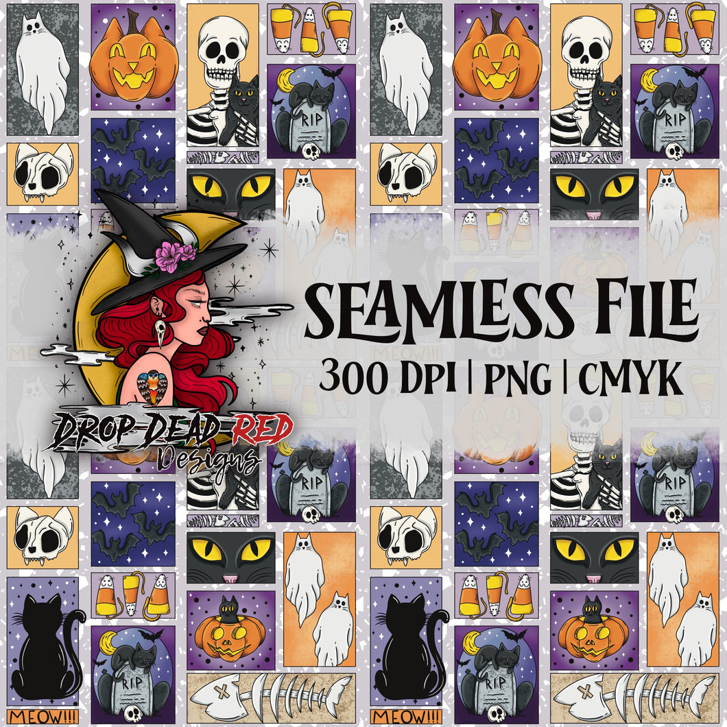 Halloween Cats - Seamless Digital File