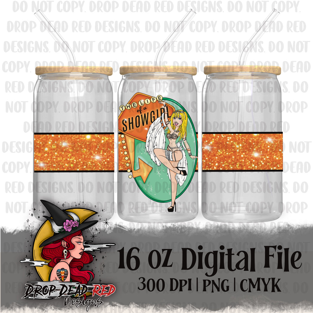 Showgirl 16oz Glass Can Wrap - Digital File