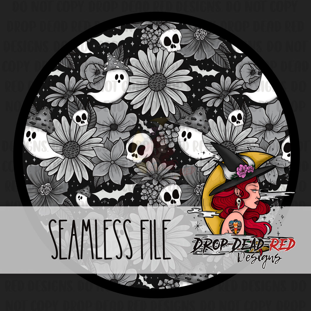Cute & Spooky - Black/White - Seamless Digital File