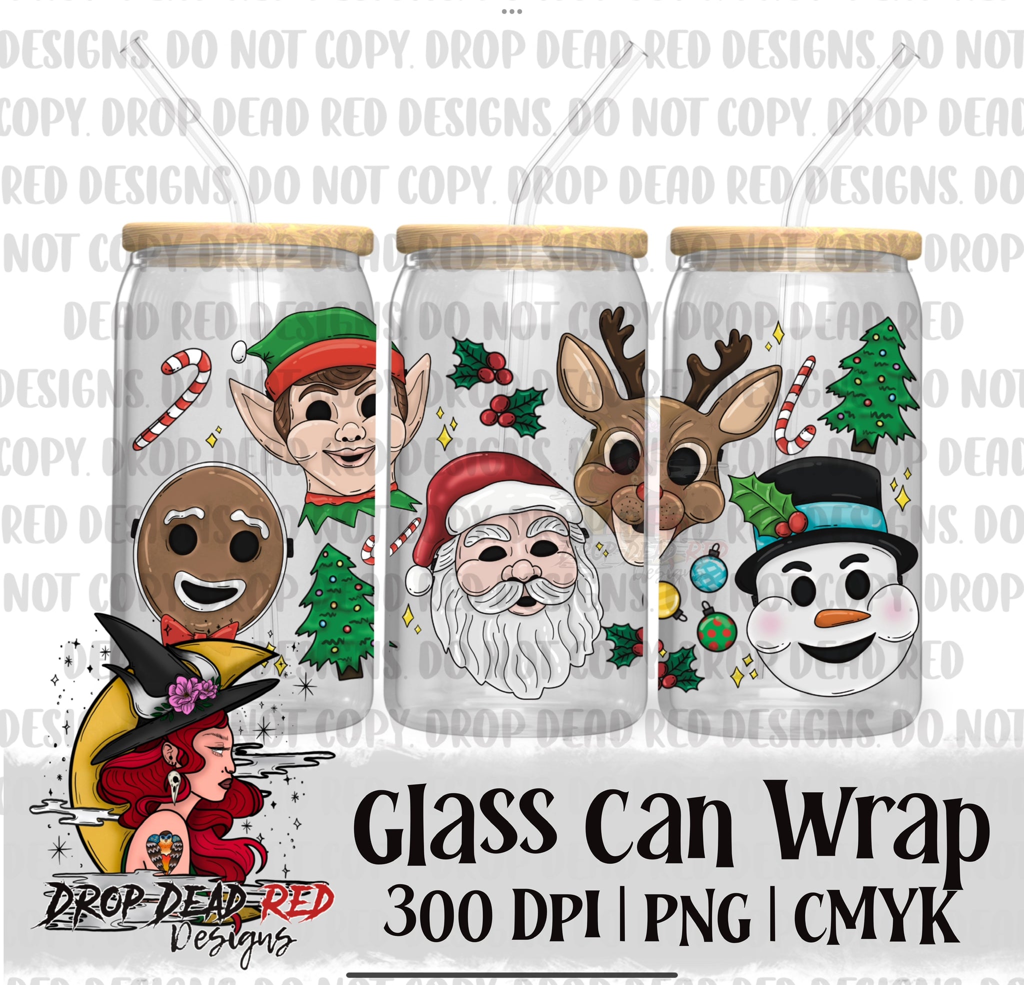 Creepy Christmas Masks - Glass Can Wrap Digital File