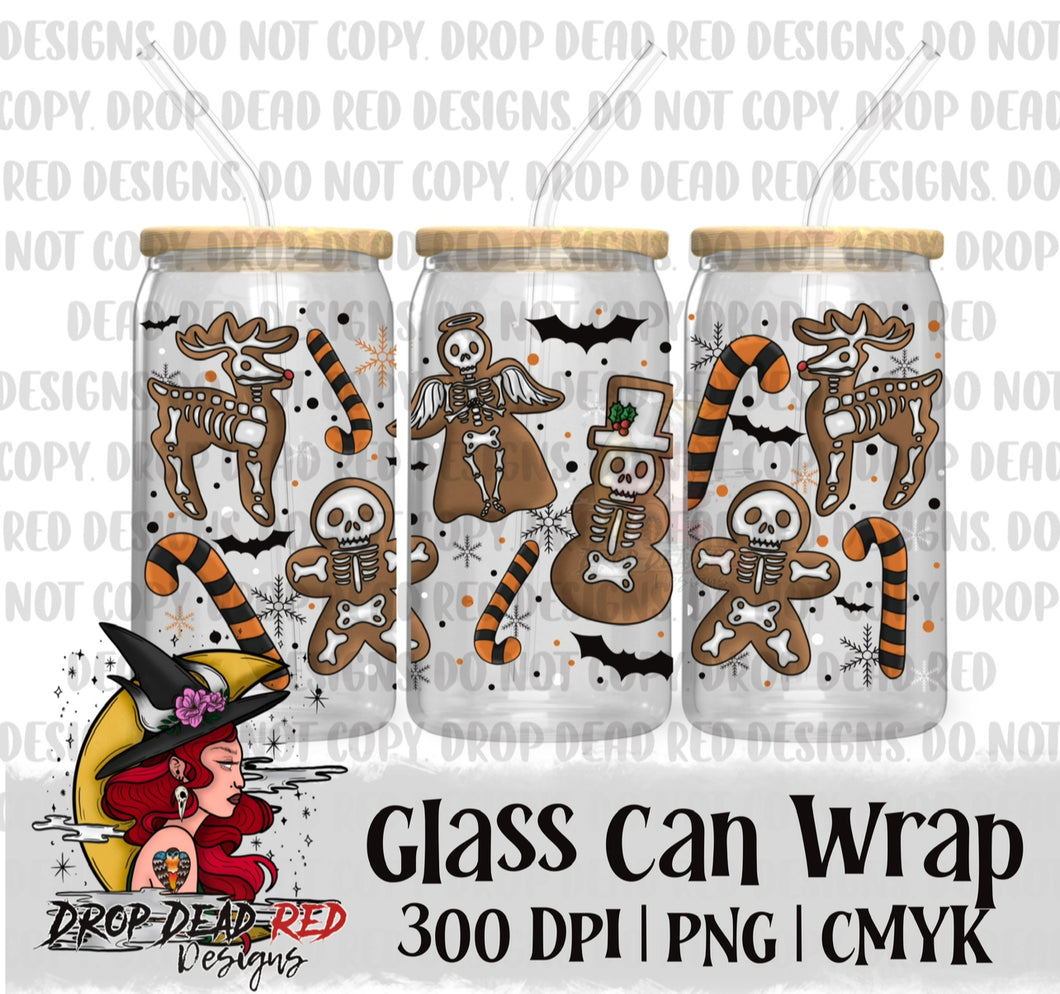 Wonderful Gingerbread Skellies - Glass Can Digital File